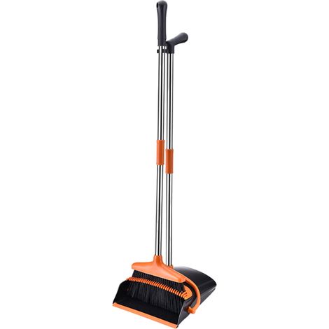 Balai Et Pelle - Manche Long 93 Cm - Dents De Nettoyage Intégrées - Stockage Vertical Autoportant - Pour Intérieur Extérieur Garage Cuisine Bureau - 1 Pièce (1/5)