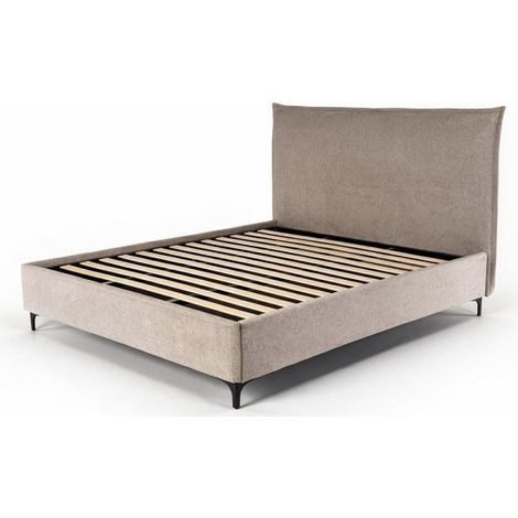 Letto Matrimoniale Line con Contenitore in Tessuto Tortora – Stile Moderno e Praticità Salvaspazio
