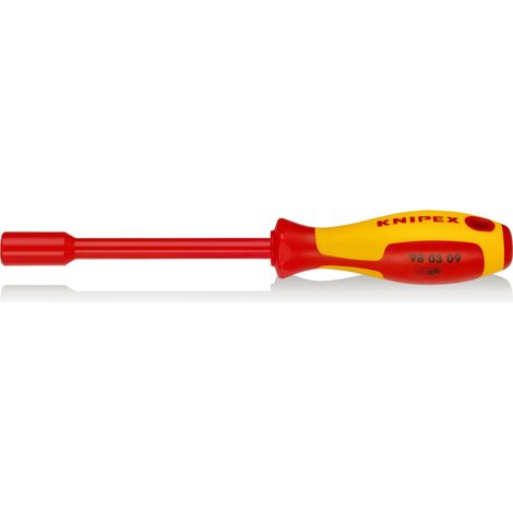 KNIPEX 98 03 09 Llave de vaso con mango destornillador aislados con fundas multicomponentes, según norma VDE Barnizados 237 mm