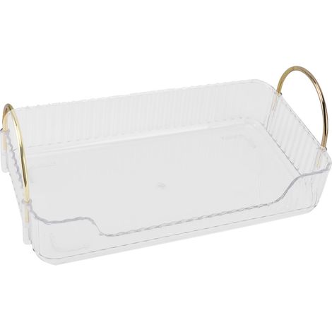 Organisateur de comptoir de salle de bains, plateau transparent blanc, pour cosmétiques, parfums et bijoux, rangement élégant (1/5)
