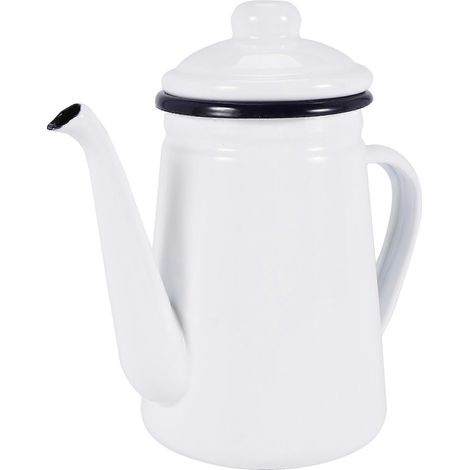1.1L Bouilloire à Café Émaillée Blanche pour Cuisinière à Gaz et à Induction (1/5)