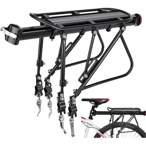 Porte-bagages pour VTT, porte-bagages arrière, réglable, universel, avec réflecteur, fermeture rapide et montage, quatre barres de support, charge maximale 100 kg (1/5)