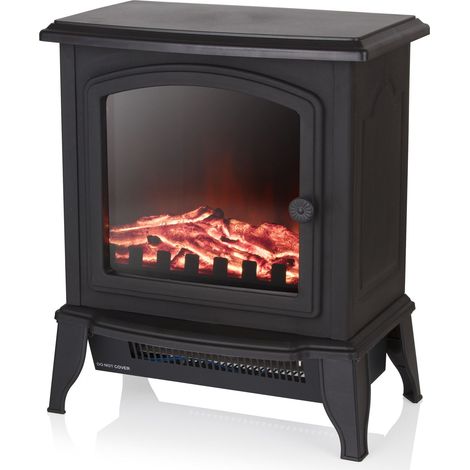 Warmlite WL46021 Mable Electric Compact Stove Fire with Adjustable Thermostat Control, Realistic LED Flame Effect, Overheat Protection, Thermal Cut-Off, 2 Heat Settings 1000-2000 W, Black (1/5)