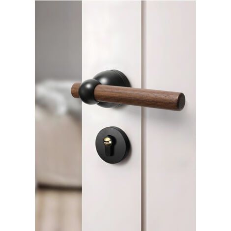 Serrure de porte en noyer. serrure de porte intérieure silencieuse. nouvelle poignée de porte en bois de style chinois (1/4)