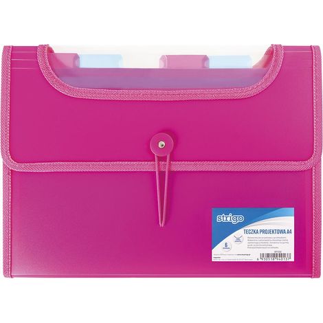 Cartella A4 con 6 divisori V-file, colore rosa Strigo