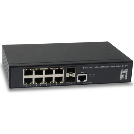 HUB Switch puertos 8 x Gigabit RJ45 LEVELONE GEL-1061 2 x SFP Neg