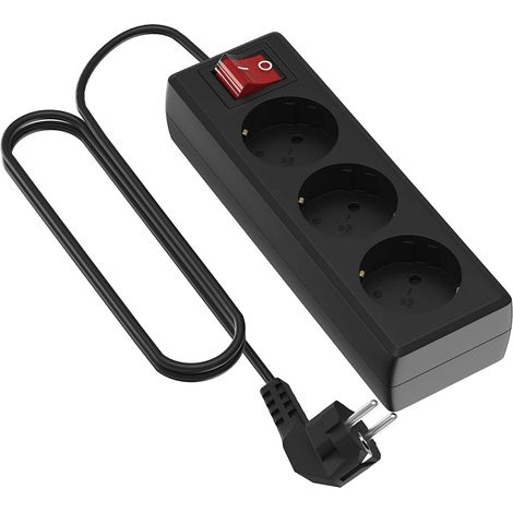 Garza 420027 power-base multipla Basic di 3 prese Schuko, cavo 1.5 mm x 3 m, colore, Nero, Medium
