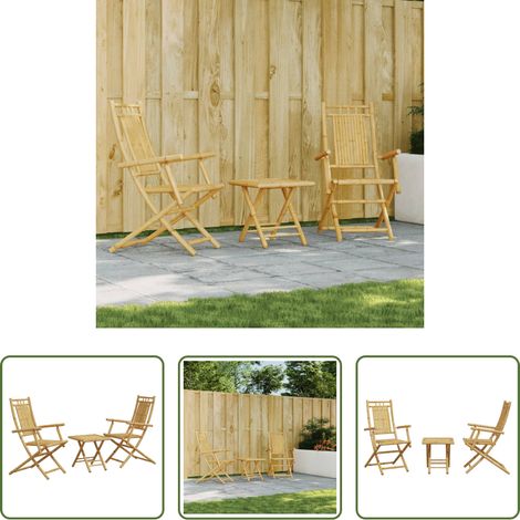 vidaXL Bambusstuhl - 3-tlg. Bistro-Set Bambus (1/5)