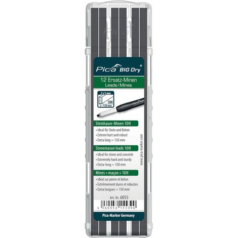 Pica BIG DRY 6060 Automatic Pencil Stonemason Hard 10H Graphite Refills 6055