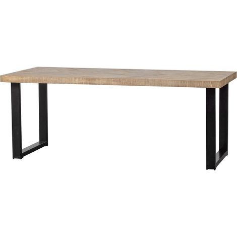 Table à manger 90x200cm en bois et métal noir PUPULE (1/5)