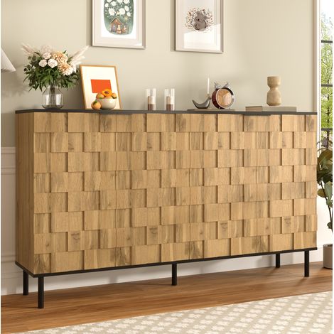 Mosaik-Sideboard, Aufbewahrungssideboard mit 2 Türen, Metallfüßen, verstellbaren Einlegeböden (1/5)
