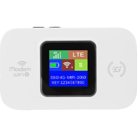 Routeur Wi-Fi mobile 4G 300 Mbps double emplacement pour carte SIM, plug and play, avec écran LED couleur blanc (1/5)