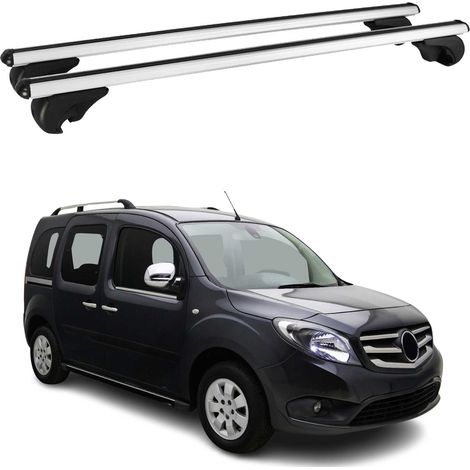 OMAC Aluminium Dachträger Querträger für Mercedes Citan W415 2012-2021 – TÜV / DIN 75302:2019 – Abschließbar – Max. 75 kg – 2 Stangen Silber (1/5)