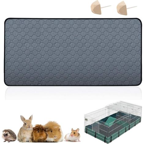 1 x Guinea Pig Cage Mat, 60 x 120 cm, Washable, Non-Slip Training Mat, Reusable, Absorbent, 2 x Chew Stones (1/5)