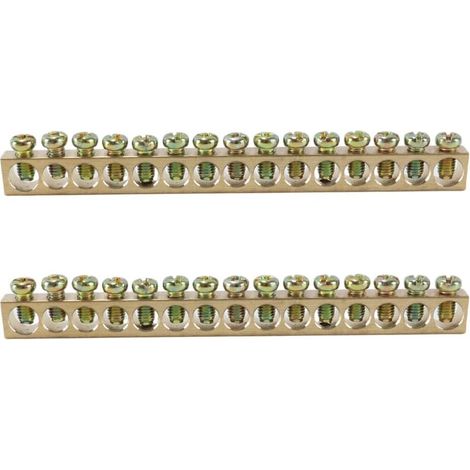 Lot de 2 rails de mise à la terre en aluminium à 15 broches - Convient pour les séries QO et Homeline - Longueur : 124 mm (1/5)