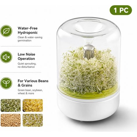 1pc Machine à germes de haricot pour la maison - Système de germination hydroponique sans eau, dispositif de germination de haricot vert/soja/blé à faible bruit et économisant l’eau (1/5)