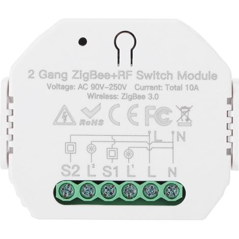 Ortviai Interrupteur intelligent 2 voies Zigbee 3.0 pour commande vocale et application, modèle RSH-zigbee-SB20, 90-250 V (1/5)