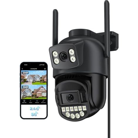 Caméras dômes - ETHNICS ORIGINS - Parent - Double objectif 360° PTZ - 2.5K vision nocturne couleur - Wi-Fi 2.4/5G et Ethernet