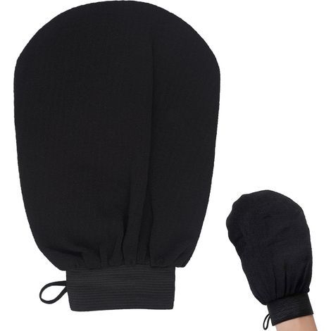 1 Pièce Gant Exfoliant Corps,Gant de Toilette Exfoliant Exfoliating Glove Gant Douche Gant Exfoliant Corps Soie Gant Gommage Corps et Visage pour Corps et Visage de Nettoie-Noir (1/5)