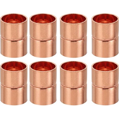 8pcs Manchons à Souder en Cuivre, 6.35mm Raccords de Couplage Tuyau, Raccord Tuyauterie Droit pour Raccordements Plomberie HVAC Climatisation Chauffage Réseaux, Épaisseur 0.8mm - 1/2 pouce (1/5)