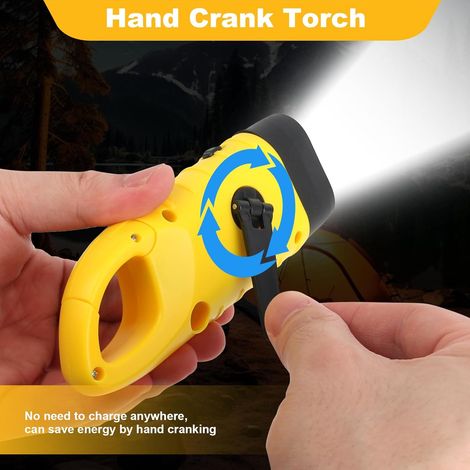 Torcia solare, torcia di emergenza a LED con moschettone, luce dinamo portatile a manovella per campeggio all'aperto, interruzioni di corrente, attrezzatura di emergenza per ciclismo [Classe energetic (1/4)