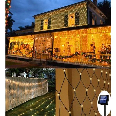 Solar-Lichterkette, 3 m x 2 m LED-Netzlichterkette, 8 Beleuchtungsmodi für Balkon, Zaun, wasserdichte Lichterkette, romantische Weihnachtsdekoration für Hochzeit, Party, Garten und Terrasse (1/5)