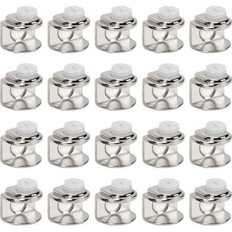Pair Lot de 20 pinces à verre, supports d'étagère en verre, supports réglables pour verre de 4 à 9 mm d'épaisseur, avec vis