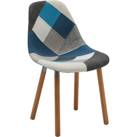 Sedia Imbottita Patchwork con gambe di legno