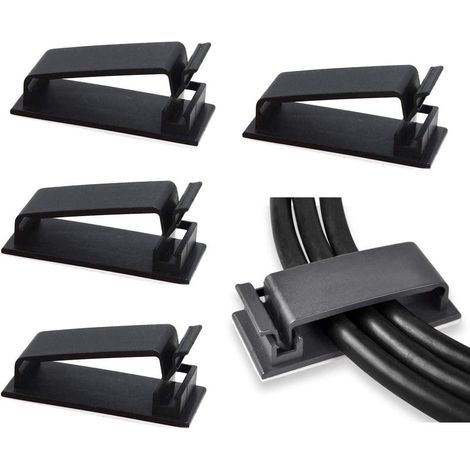 Lot de 50 attaches câble autoadhésives - Organisateur gaine TV, PC portable, bureau, maison, bureau, câbles Ethernet, rangement (1/5)