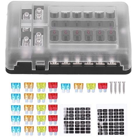 Wasserdichter 12-fach-Sicherungsblock mit LED-Anzeige für Fahrzeug/Boot