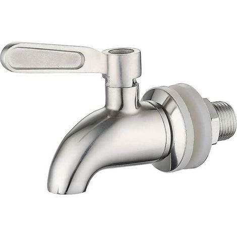 Distributeur d'eau du robinet rotatif en acier inoxydable 304 pour jus de fruit, bière - Utilisé pour le vin, la bière, le jus de fruit, la fontaine à boisson, rechange pour robinet (argent,16mm) (1/4)