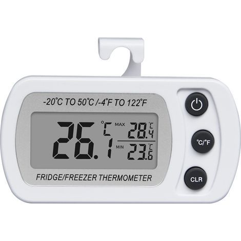 Digitales Thermometer für Kühlschrank und Gefrierschrank, wasserdicht, mit Haken, gut lesbarem LCD-Display, Temperaturaufzeichnungsfunktion (1/5)