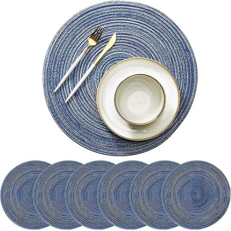 Runde Platzsets, 38 cm (15 Zoll), für den Esstisch, 6er-Set, Landhausstil, Bohème-Stil