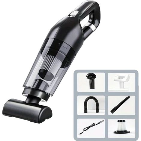 Aspiradora de mano, recargable por USB, negra. (1/2)