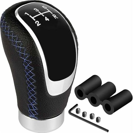 Universelle 5 Changement de Vitesse de Pommeau Levier Vitesse Boîte Manuelle Automatique pour 8mm 10mm 12mm Diamètre Voitures SUV Camions,Bleu Couture (1/5)