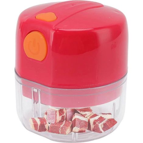 Mini hachoir à ail électrique sans fil, mini robot culinaire, broyeur, chargeur USB, portable, rouge, double lame (1/5)