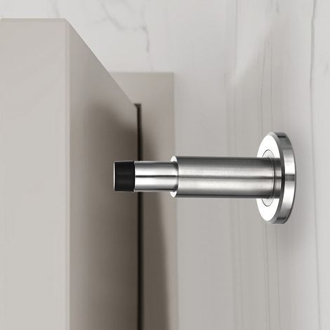 Deluxe adjustable solid 304 stainless steel door stop + heavy-duty rubber door bumper (1/5)
