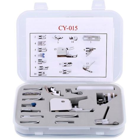 Ce kit de synchronisation de pieds-de-biche pour machines à coudre, composé de 15 pièces, comprend des accessoires de couture professionnels à fixation rapide pour pieds bas, compatibles avec des mar