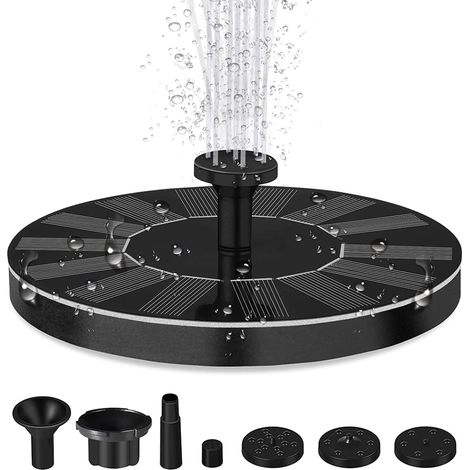Fontaine solaire pour bassin, pompe à eau, fontaine solaire de jardin, petite fontaine, pompe à eau, fontaine solaire pour décoration de jardin, mini bassin, bain d'oiseaux (16 cm)