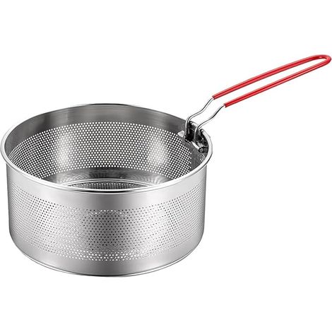 Passoire à pâtes en acier inoxydable avec poignée amovible, panier à nouilles en métal, panier de friteuse profonde, passoire de cuisine pour laver, égoutter, frire à la profondeur, bouillir, cuire à