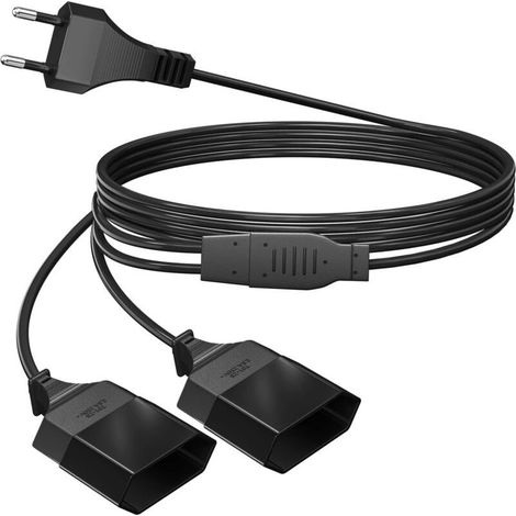Power Extension Cord, 2 in 1 Extension Cord from Europe to USA, 0.75mm² Max, for Computer Monitor Projector Lamp (1/5)