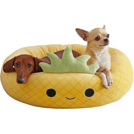 Lit pour chat ou chien en peluche ultra-douce, motif grenouille et ananas, 40 cm (1/4)