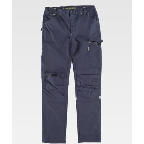 Pantalón de tejido elástico para industrias con refuerzos B4031 WORKTEAM L Marino