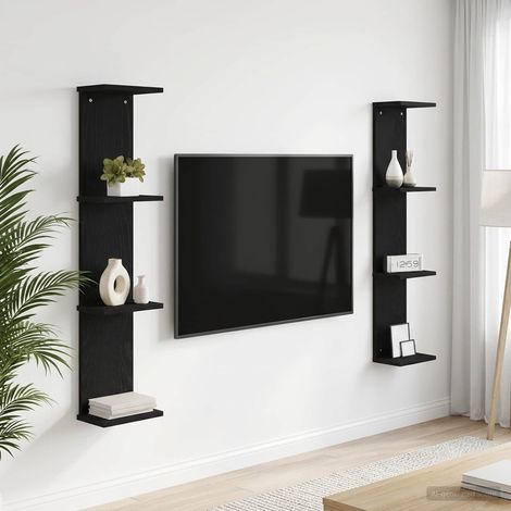 vidaXL Estante de pared 2 uds. Roble Negro 22 x 15 x 100 cm (1/5)