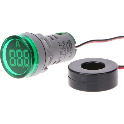 AC 220 V 22 mm Digital Amperemeter 0–100 A Stromanzeige grün