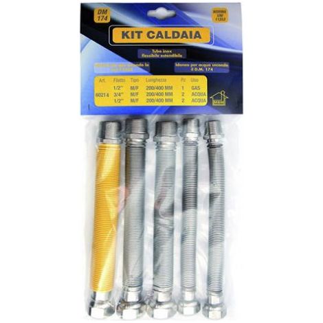 Kit caldaia estensibili Tubo flessibile gas e acqua inox 200 400 gas 1/2