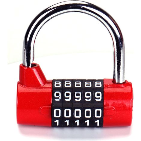 Cadenas Code à 5 Chiffres  (Lot de 1) - 6,5 x 2,5 cm - Intérieur/Extérieur Réinitialisable et Imperméable(rouge)