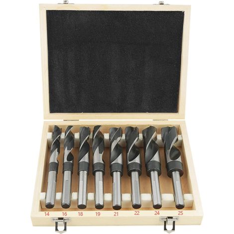 Set of 8 HSS Twist Drill Bits, Metal Drill Bits, Steel Drill Bits, HSS Shank Drill Bit Set, Heat Treated Drill Bit Sets 14mm 16mm 18mm 19mm 21mm 22mm 24mm 25mm (1/5)