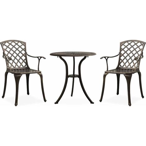 Ensemble de bistro 3 pcs-Salon de jardin bistro Aluminium coulé Bronze 210549 (1/5)