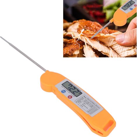 Thermomètre alimentaire pliable, thermomètre électronique intelligent pour mesurer la température du beurre, thermomètre pour barbecue et four à pâtisserie, orange. (1/5)